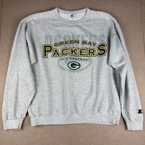Vintage Starter Green Bay Packers Crewneck Sweatshirt Mens L Gray NFL USA